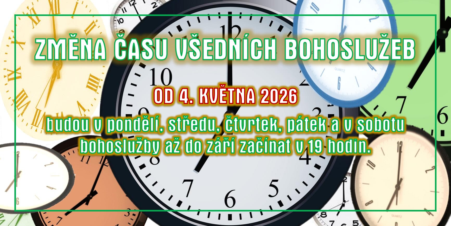 Změna času Bohoslužeb